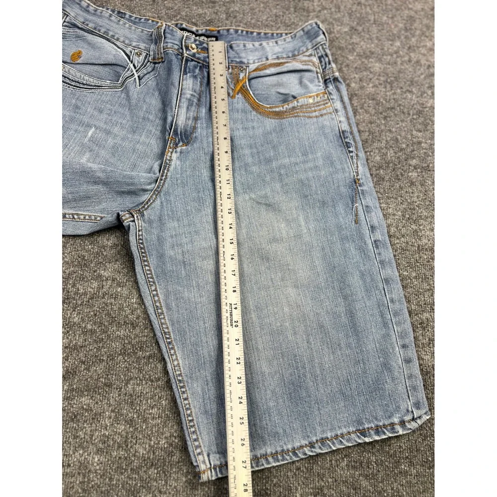 Rocawear Baggy Denim Shorts Light Wash Distressed Y2K Hip Hop Mens 34W Jorts